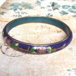 Vintage brass cloisonné oriental enamel bangle
